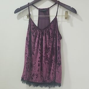 Tahari Y2K Velvet Tops Asymmetrical Purple
